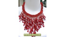 Red Casandra Chockers Fashion Neacklace Beading